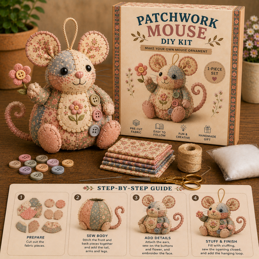 🐭🧵 Patchwork Mouse DIY Kit