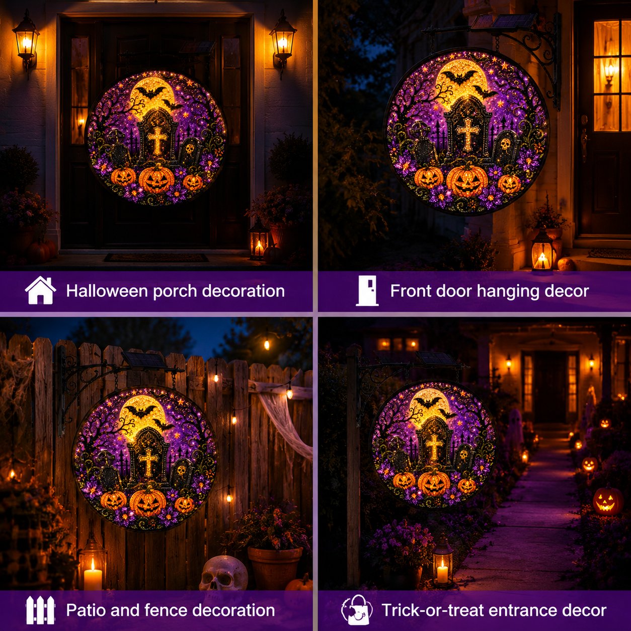 🔥Last 4 hours  Free Shipping -🎃Solar Halloween LED Hanging Sign Light 👻