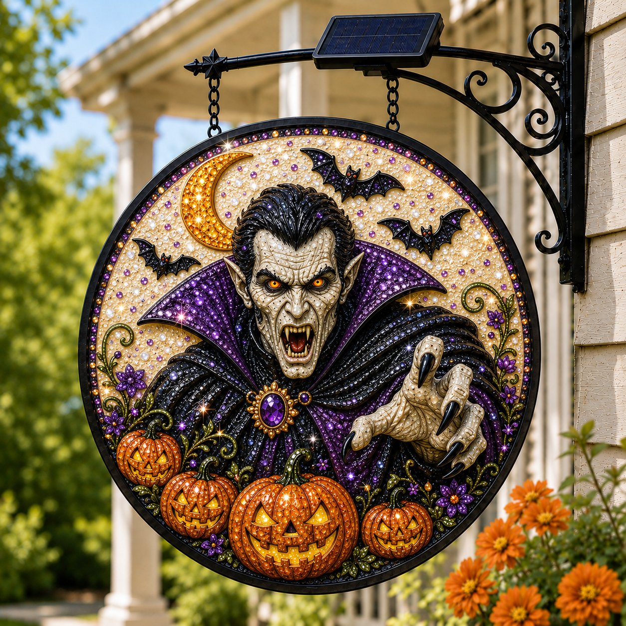 🔥Last 4 hours  Free Shipping -🎃Solar Halloween LED Hanging Sign Light 👻