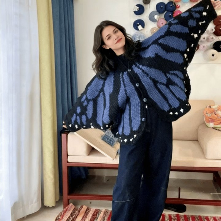 🔥LAST DAY 57% OFF - 🌟🦋 Monarch Butterfly Cardigan – Handcrafted Statement Piece