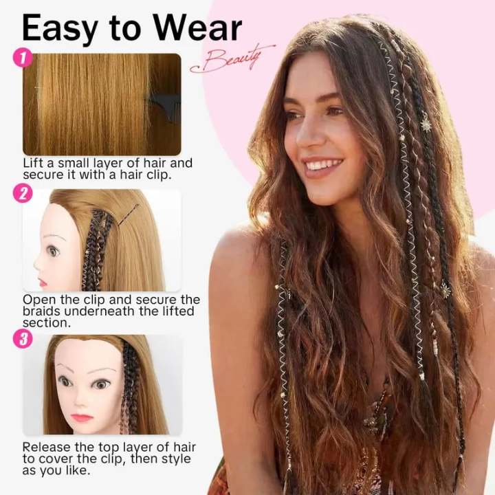 🌿 Boho Beaded Clip-In Braids – Effortless Festival & Everyday Hair Transformation
