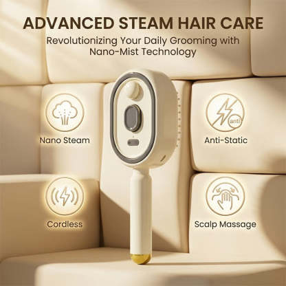 💨 Electric Mist Hair Brush | Air Cushion Scalp Massage Comb for Frizz Control