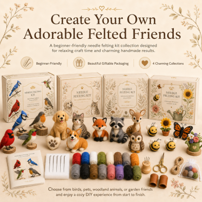 Needle Felting Kit Collection – Create Adorable Wool Animals by Hand