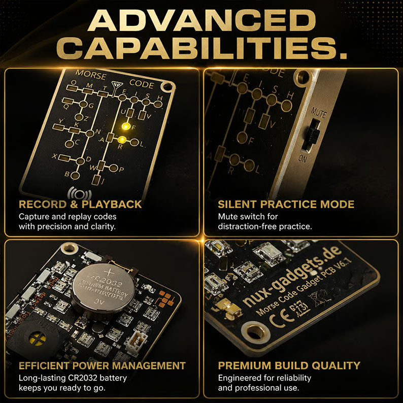📟 Morse Code Trainer Card Pro (LED Edition)