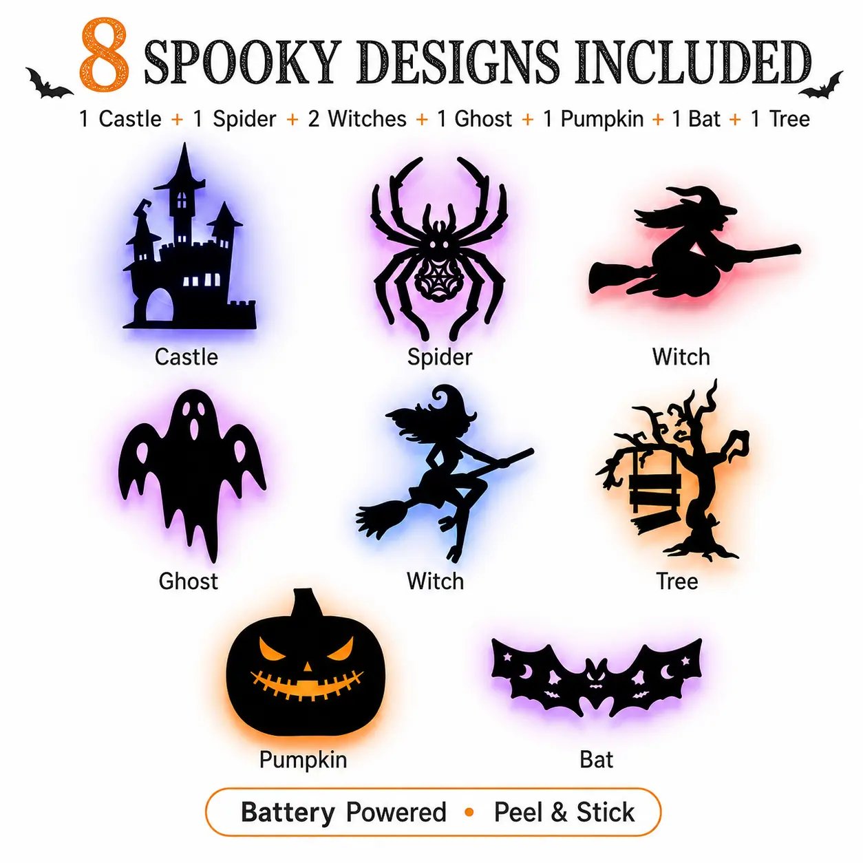 Eight Halloween LED wall light designs
