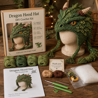 Dragon Hood Hat DIY Crochet Kit