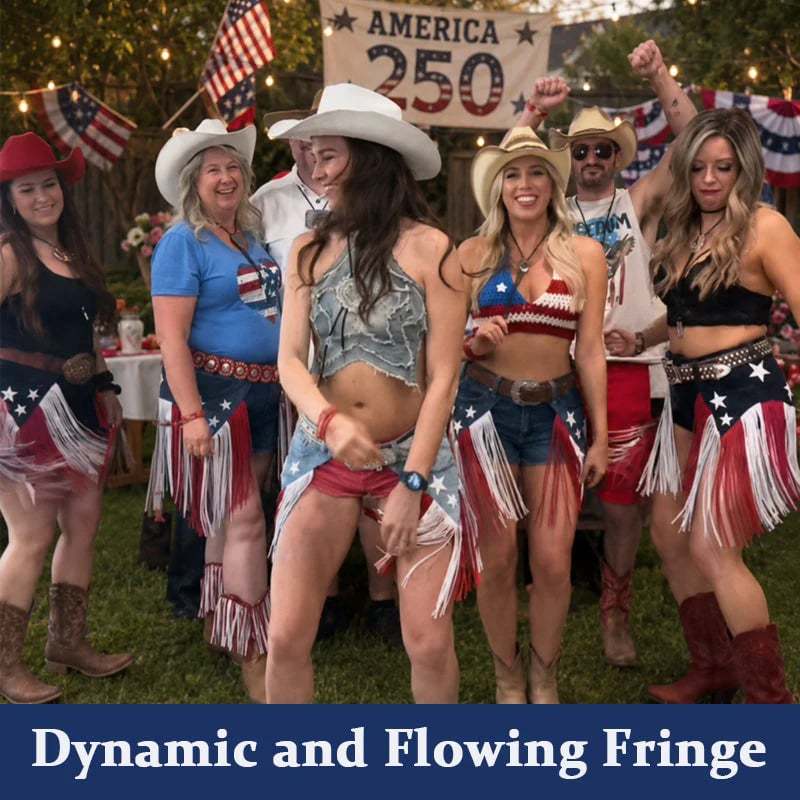 🔥Last Day 50% OFF-USA 250th Anniversary Patriotic Denim Fringe Belt