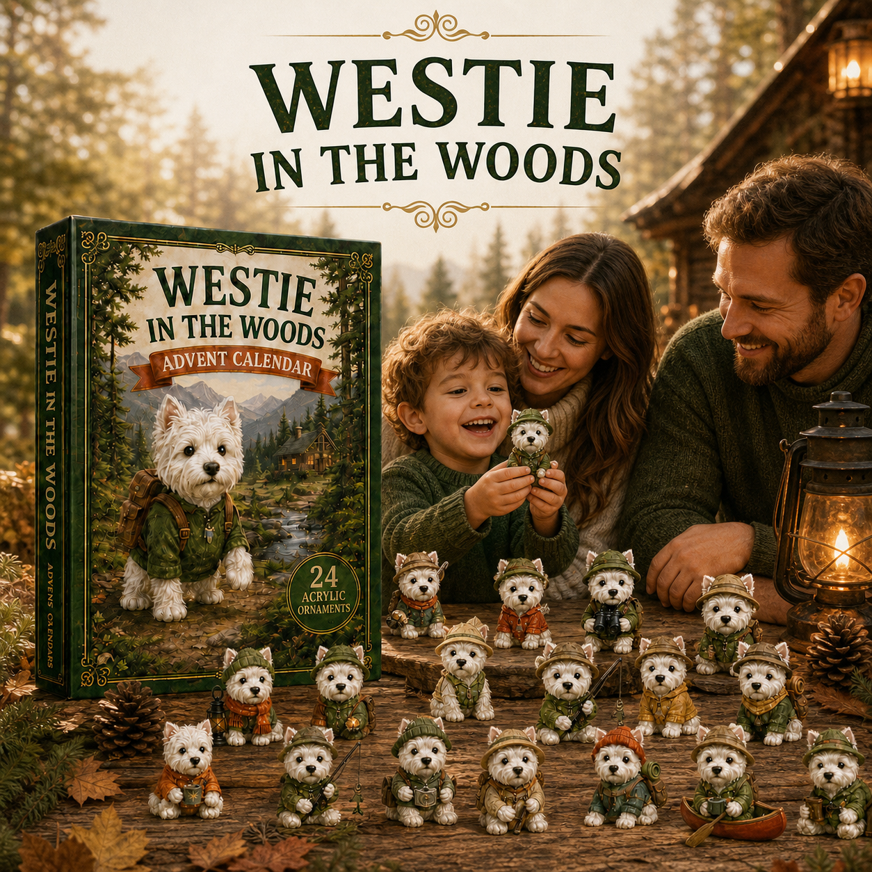Family enjoying Westie In The Woods Advent Calendar