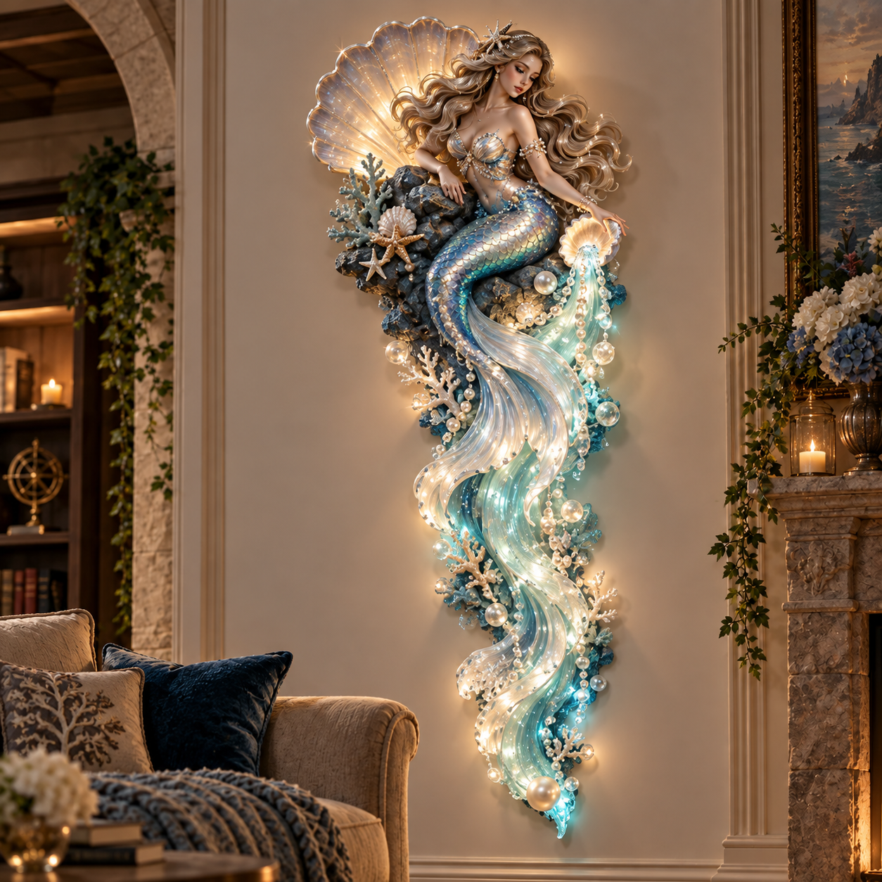 Mermaid Pearl wall decor in room