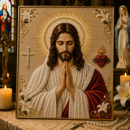 Divine Pearl Bead Virgin Mary Icon