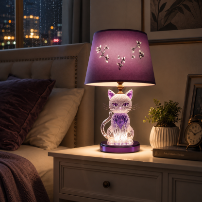 Crystal Cat Table Lamp– Elegant LED Night Light for Cozy Spaces