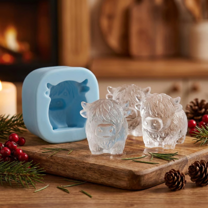🐮 Mini Highland Cow Ice Cube Mold – Cute 3D Ice for Drinks, Parties & Gifts
