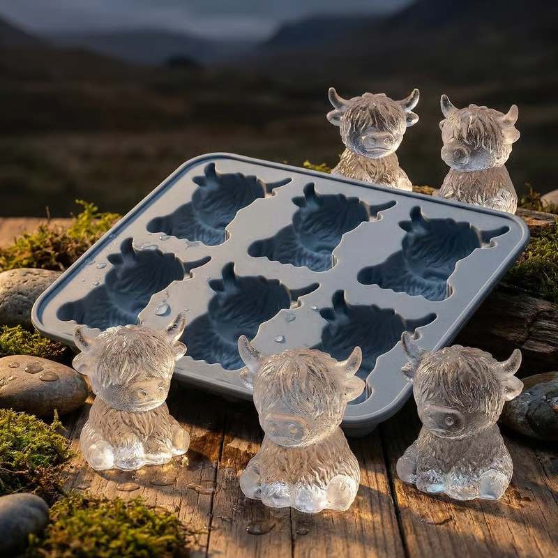 🐮 Mini Highland Cow Ice Cube Mold – Cute 3D Ice for Drinks, Parties & Gifts