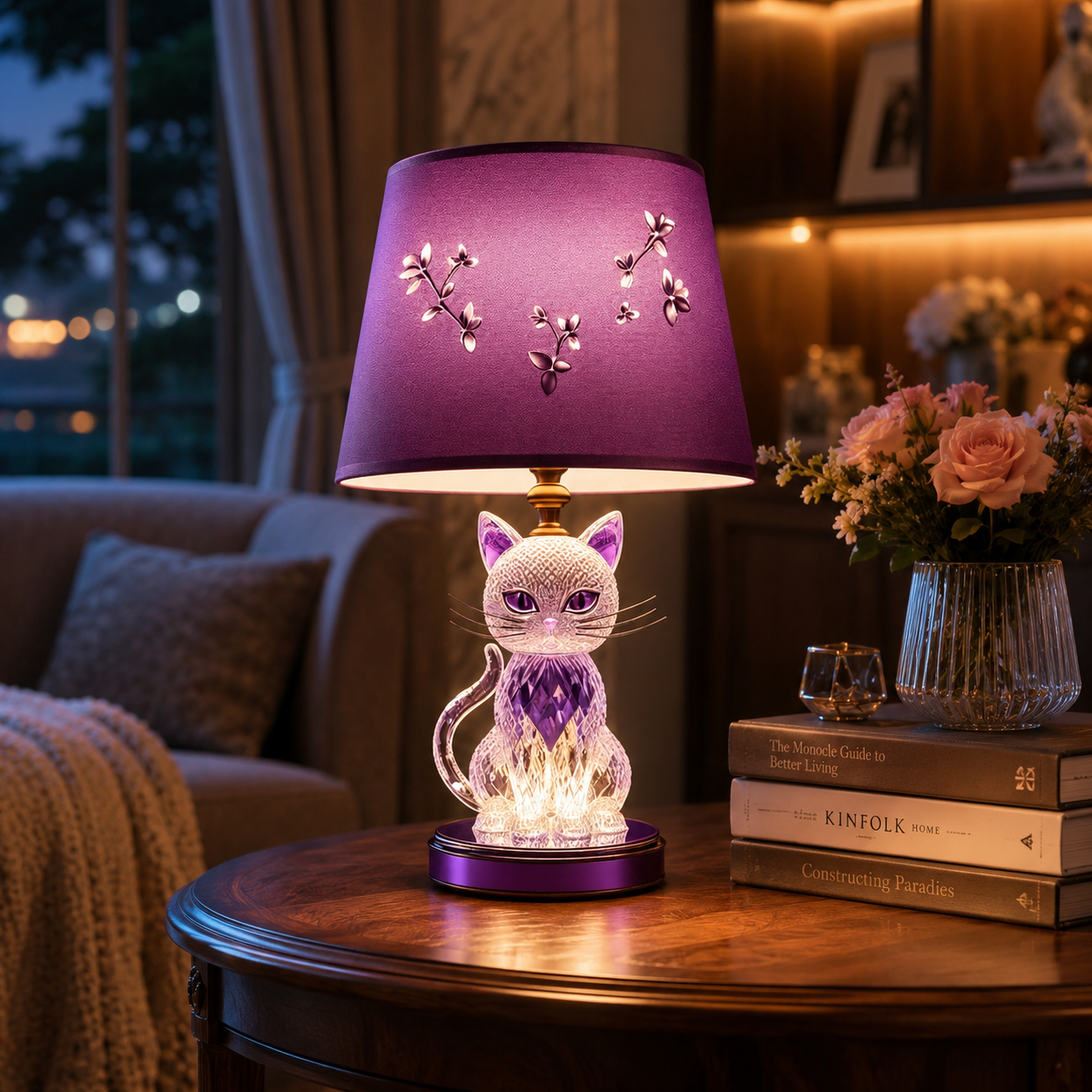 Crystal Cat Table Lamp– Elegant LED Night Light for Cozy Spaces