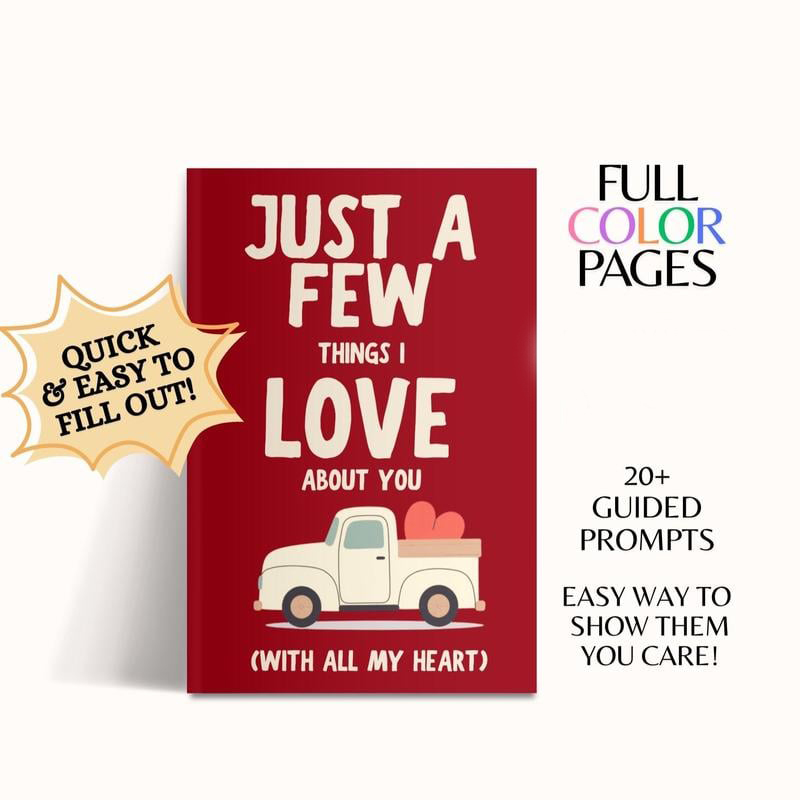 🔥Last Day 50% OFF - ❤Just A Few Things I Love About You (With All My Heart) Fill In The Blank Gift Book📚