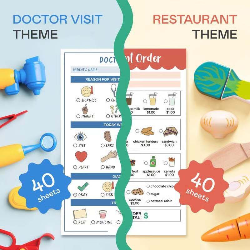 🔥Last Day 49% OFF - 🥳 Pretend Play Notepads | 2-Pack | 40 Pages Each ✨