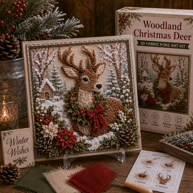 🎁 3D Christmas Fabric Poke Art Kit