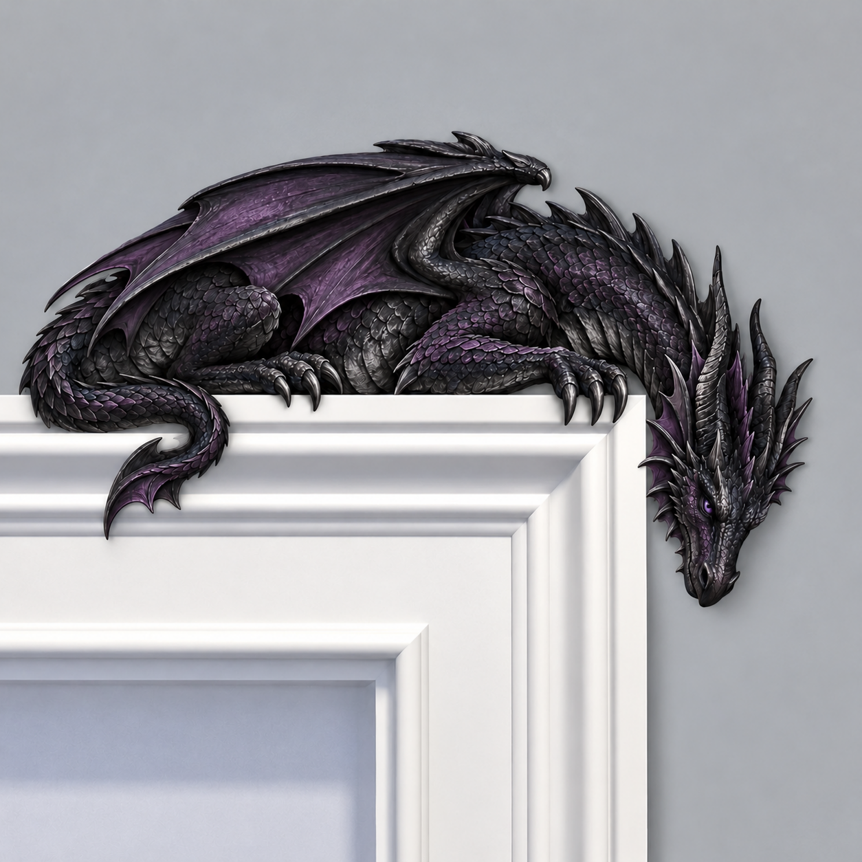 ⏳ Last Day 49% OFF – 🐉🔥 Sleeping Dragon Door Topper | Medieval Fantasy Dragon Guardian Wall Décor for Doorway, Gaming Room & Gothic Home 🏰✨