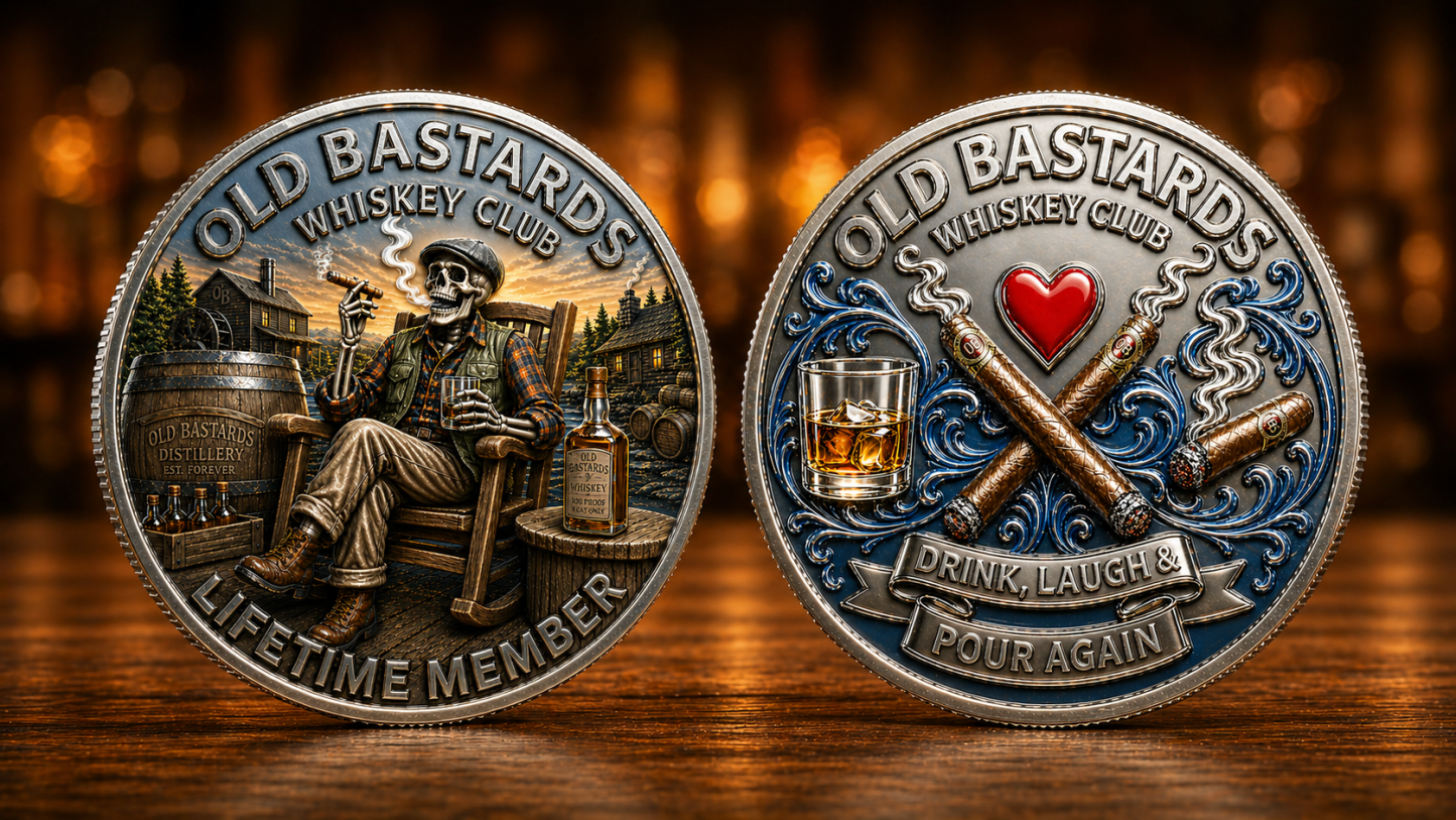 🔥Last Day 60% OFF - Old Bastards Whiskey Club Lifetime Member Coin