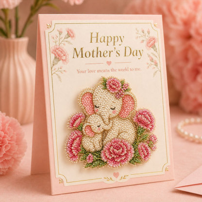 🩷Mother’s Day Elephant Diamond Art Gift Card