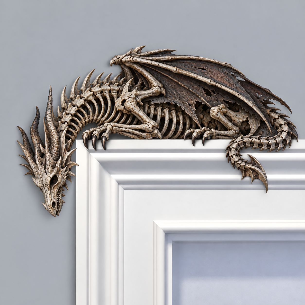 ⏳ Last Day 49% OFF – 🐉🔥 Sleeping Dragon Door Topper | Medieval Fantasy Dragon Guardian Wall Décor for Doorway, Gaming Room & Gothic Home 🏰✨