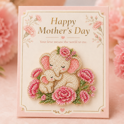 🩷Mother’s Day Elephant Diamond Art Gift Card