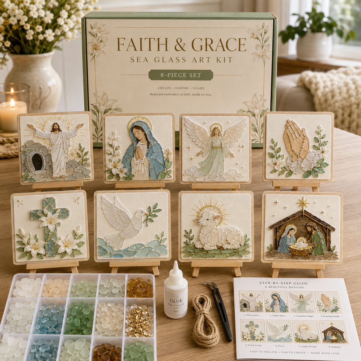 Faith & Memories Sea Glass Art Kit – Meaningful DIY Keepsakes 🙏💖