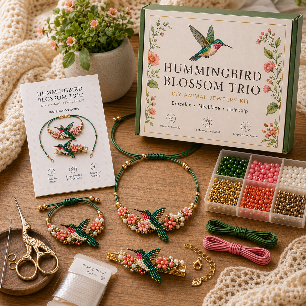 🔥Last Day - BUY 3 GET 1 FREE⚡️-DIY Animal Beaded Jewelry Trio Kit 🧵✨