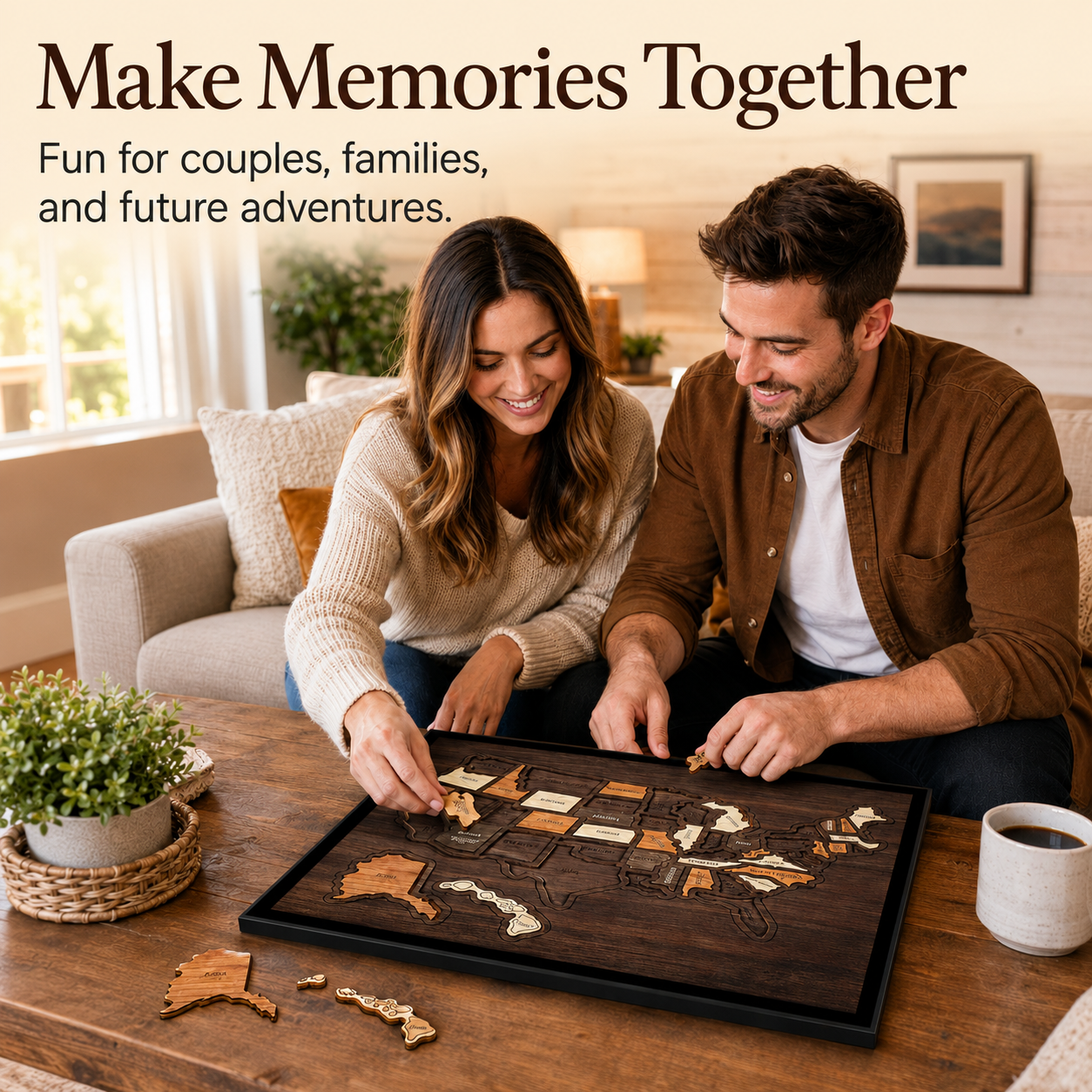🔥Last Day 49% OFF -🇺🇸 Wooden USA Travel Map Puzzle🧩A Stylish Way to Track Your Journey