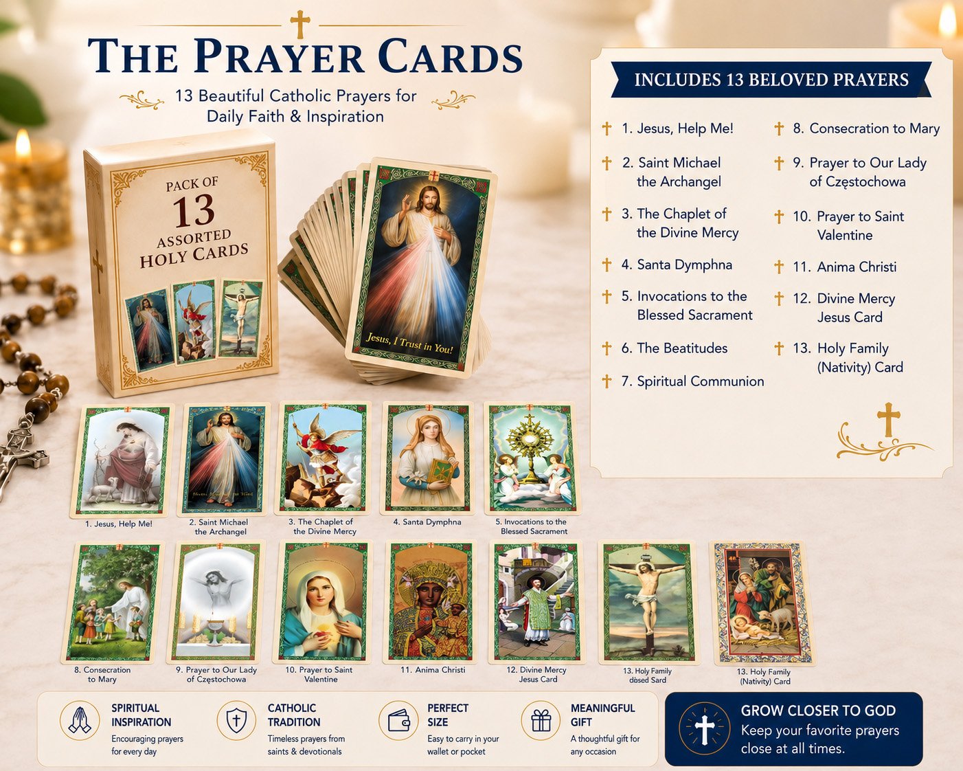 🙏 Genuine Leather Holy Card Holder – Compact Catholic Prayer Card Wallet for Church & Daily Prayer✝️