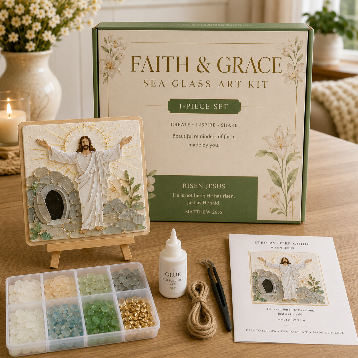 Faith & Memories Sea Glass Art Kit – Meaningful DIY Keepsakes 🙏💖