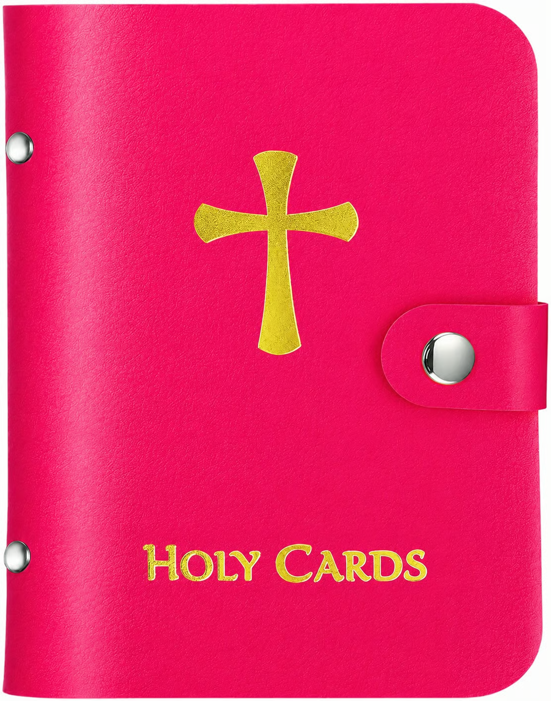 Catholic Faux Leather Holy Card Holder – Pocket Prayer Card Organizer with Snap Closure ✝