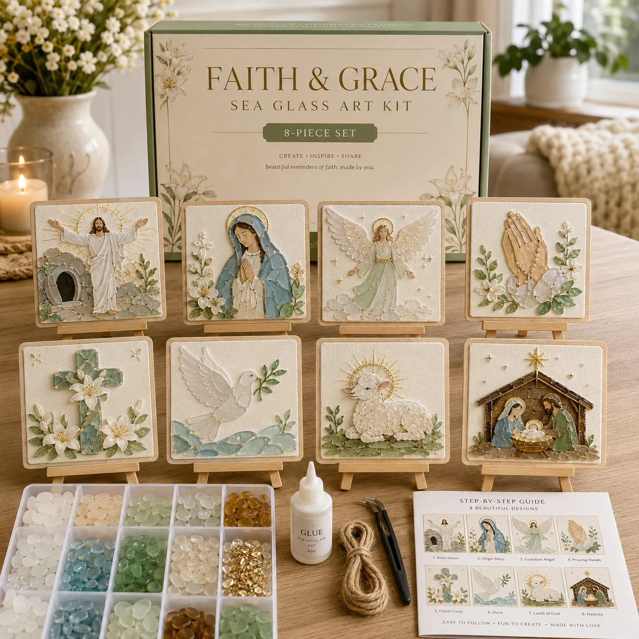 DIY Sea Glass Mosaic Art Kit – Ocean Animal Handmade Board Decor
