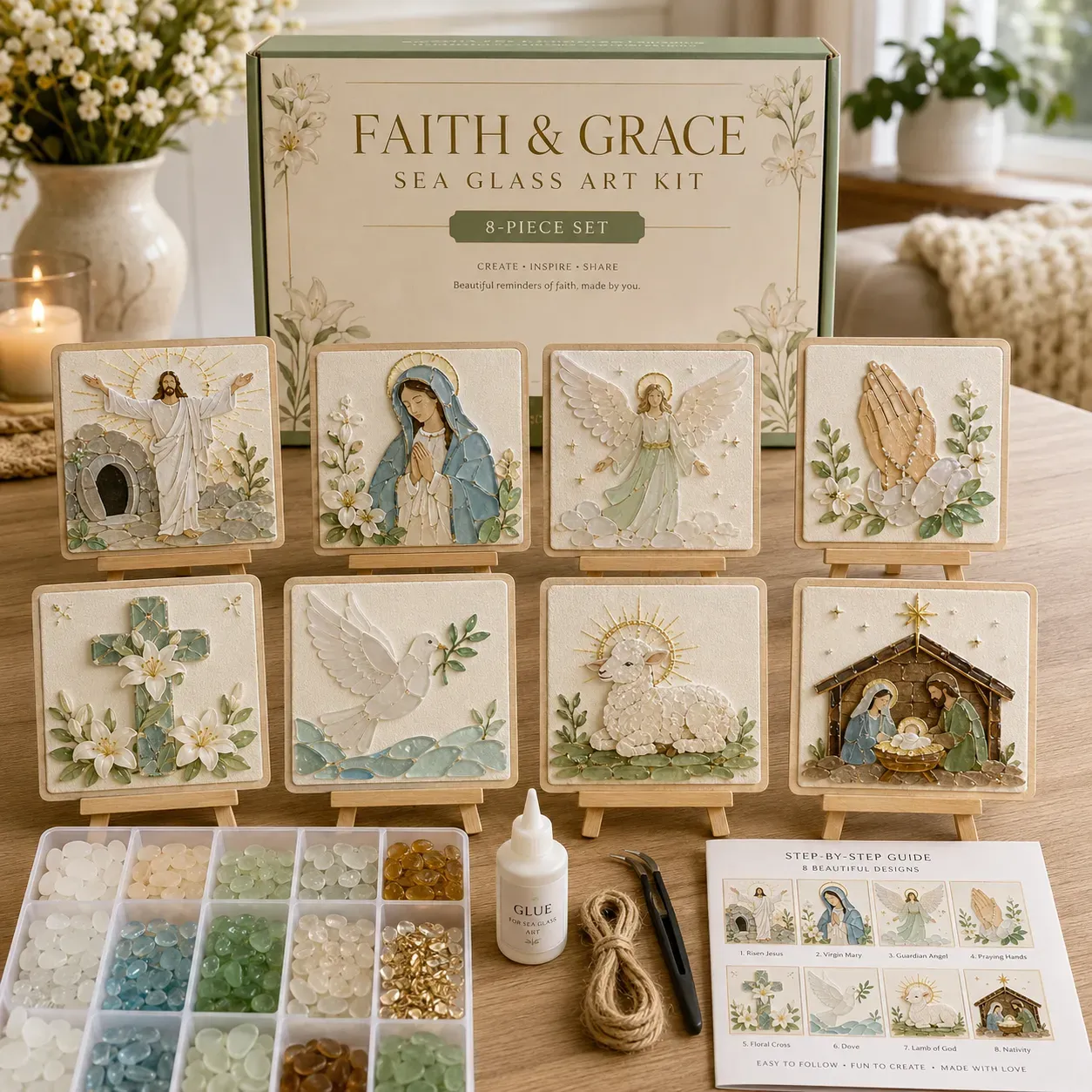 DIY Sea Glass Mosaic Art Kit – Ocean Animal Handmade Board Decor