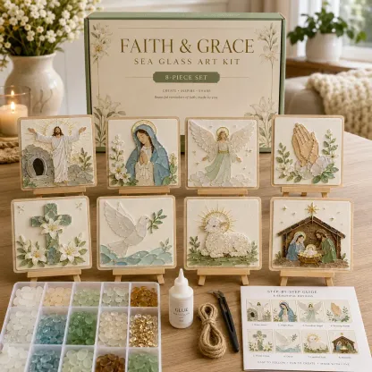 DIY Sea Glass Mosaic Art Kit – Ocean Animal Handmade Board Decor