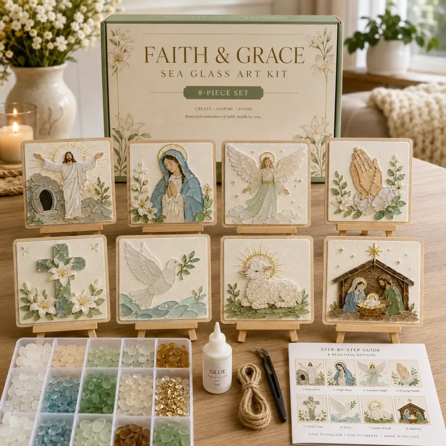 DIY Sea Glass Mosaic Art Kit – Ocean Animal Handmade Board Decor