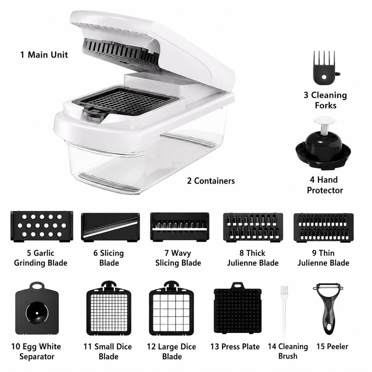 Aonhom Vegetable Chopper Food Slicer, 15 in 1 Multi-Function Food Chopper