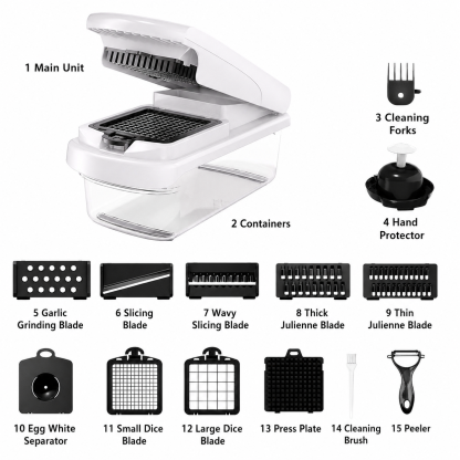 Aonhom Vegetable Chopper Food Slicer, 15 in 1 Multi-Function Food Chopper