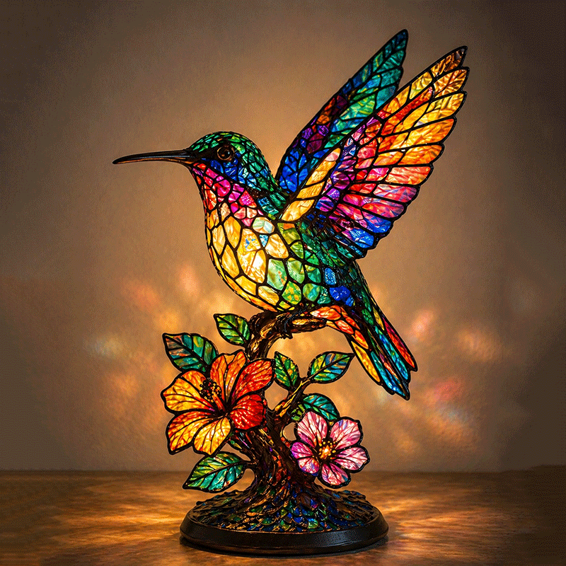 🌸Hand-Painted Hummingbird and Flower Night Light