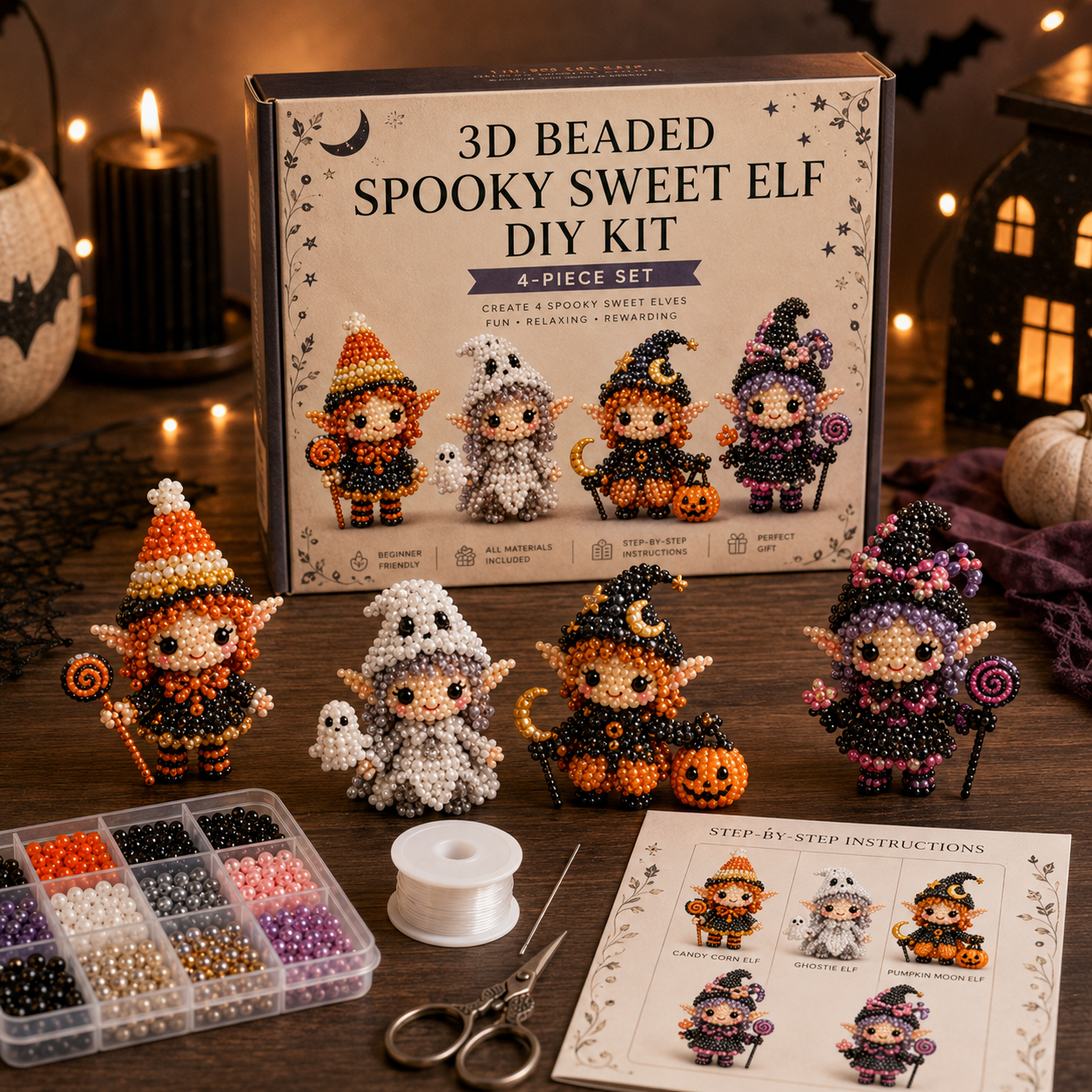 3D Beaded Magical Elf DIY Kit – Cute Fantasy Craft Collectibles