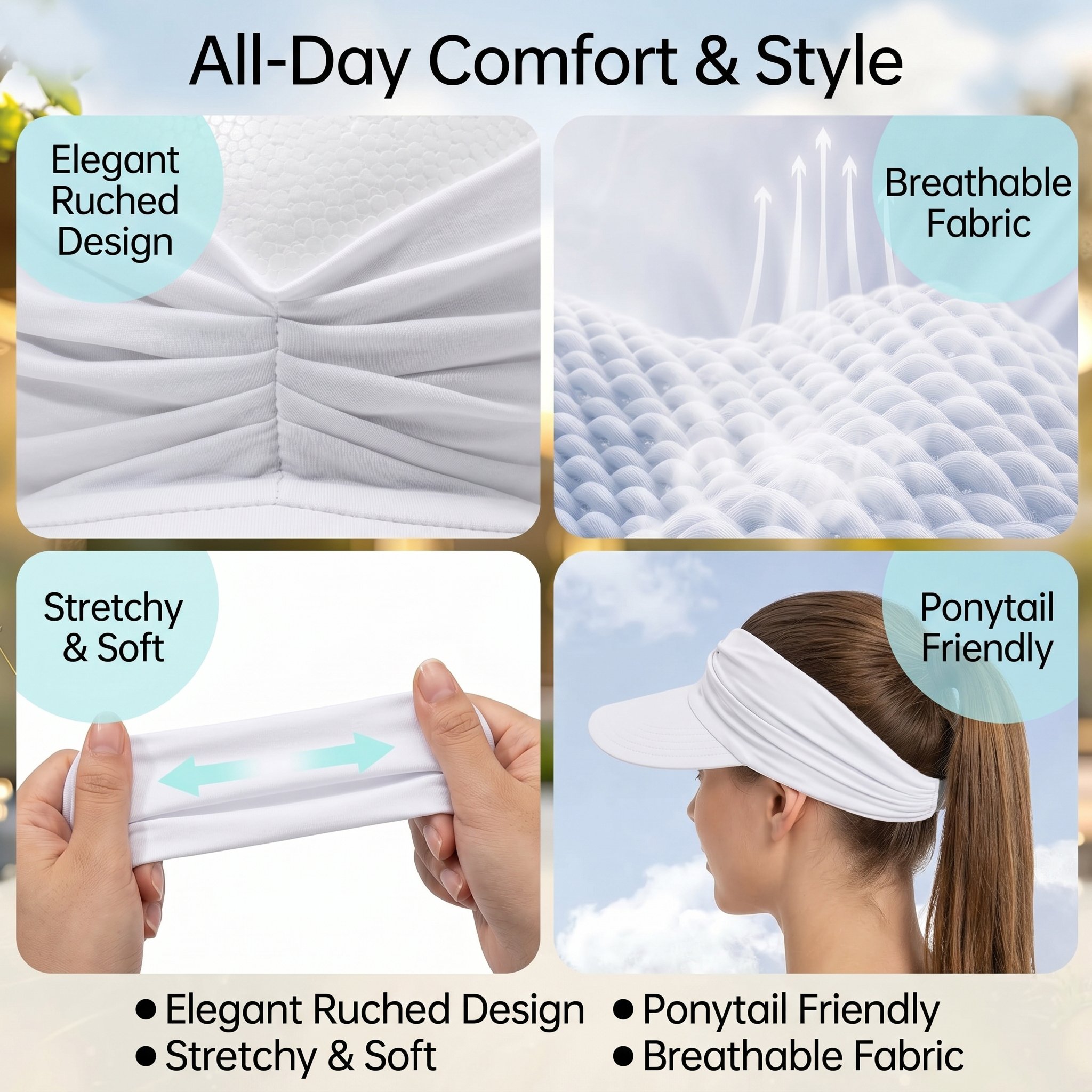 🛒 Buy 3, Save 20% 💰 – 👒 UPF 50+ Sun Visor Ponytail Hat | Wide Brim, Breathable, Foldable
