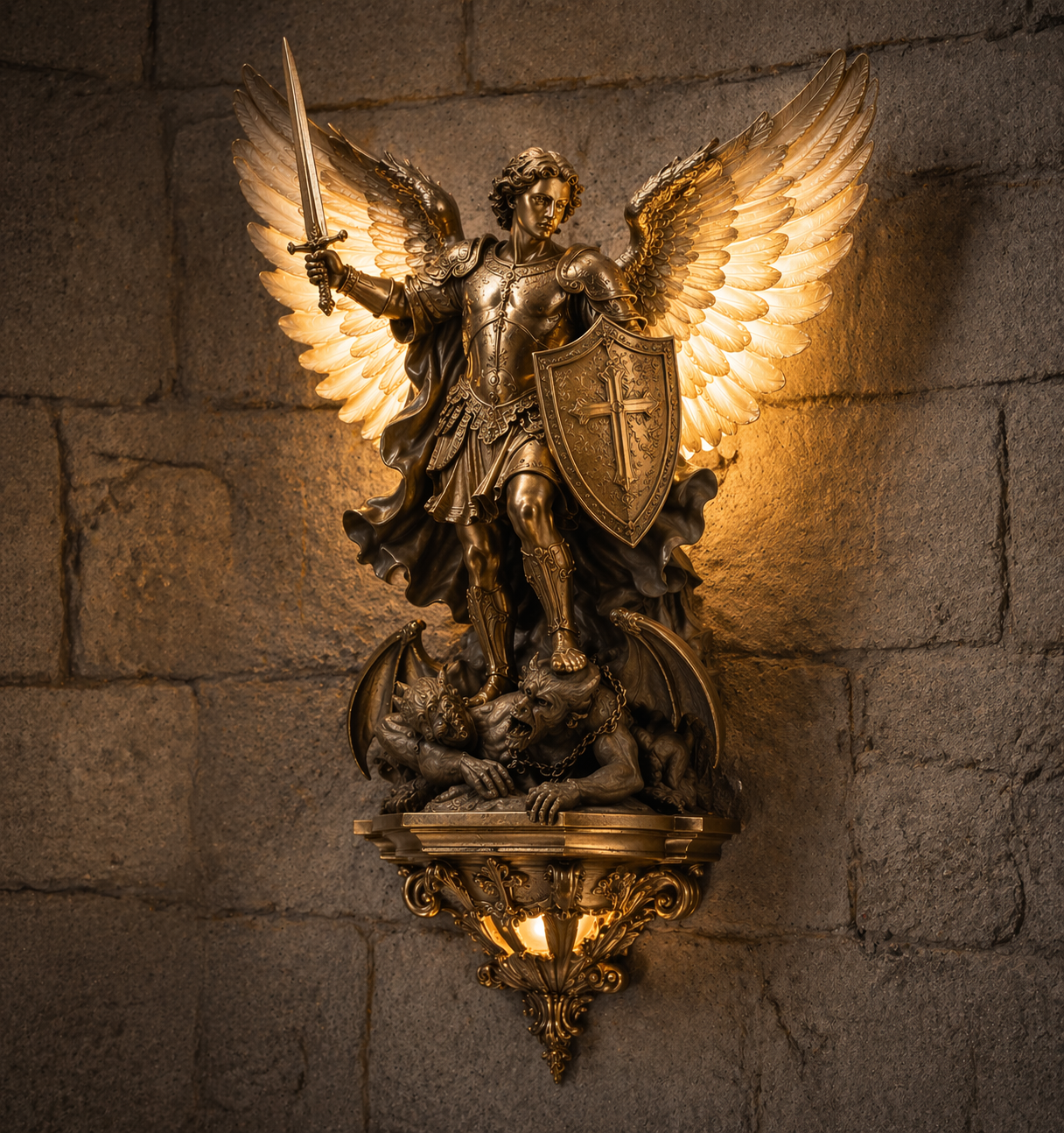 😇 Archangel Michael Wall Lamp – Guardian of Light & Valor ⚔️🛡️