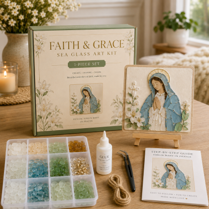 Faith & Memories Sea Glass Art Kit – Meaningful DIY Keepsakes 🙏💖