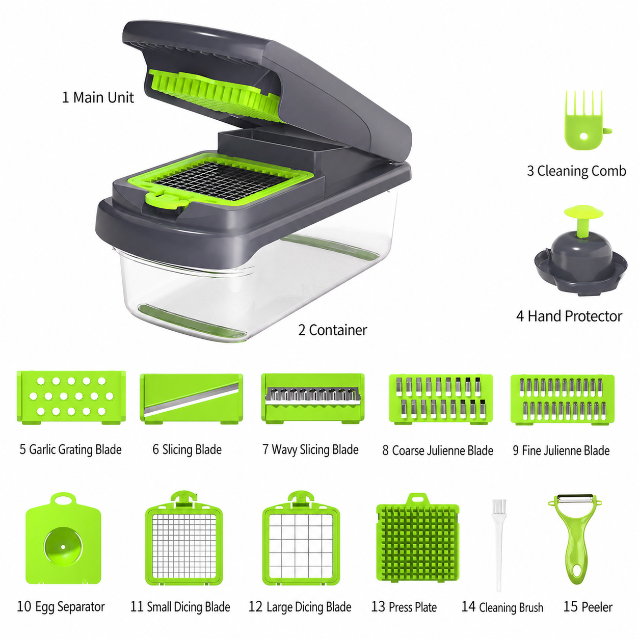 Aonhom Vegetable Chopper Food Slicer, 15 in 1 Multi-Function Food Chopper