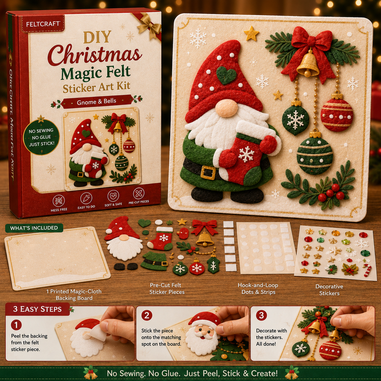 🎁 Buy 3, Get 1 Free!🎄 DIY Christmas Magic Felt Sticker Art Kit