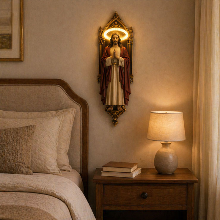 🏡Sacred Heart Jesus Wall Light – Faith-Inspired Home Blessing Decor🙏