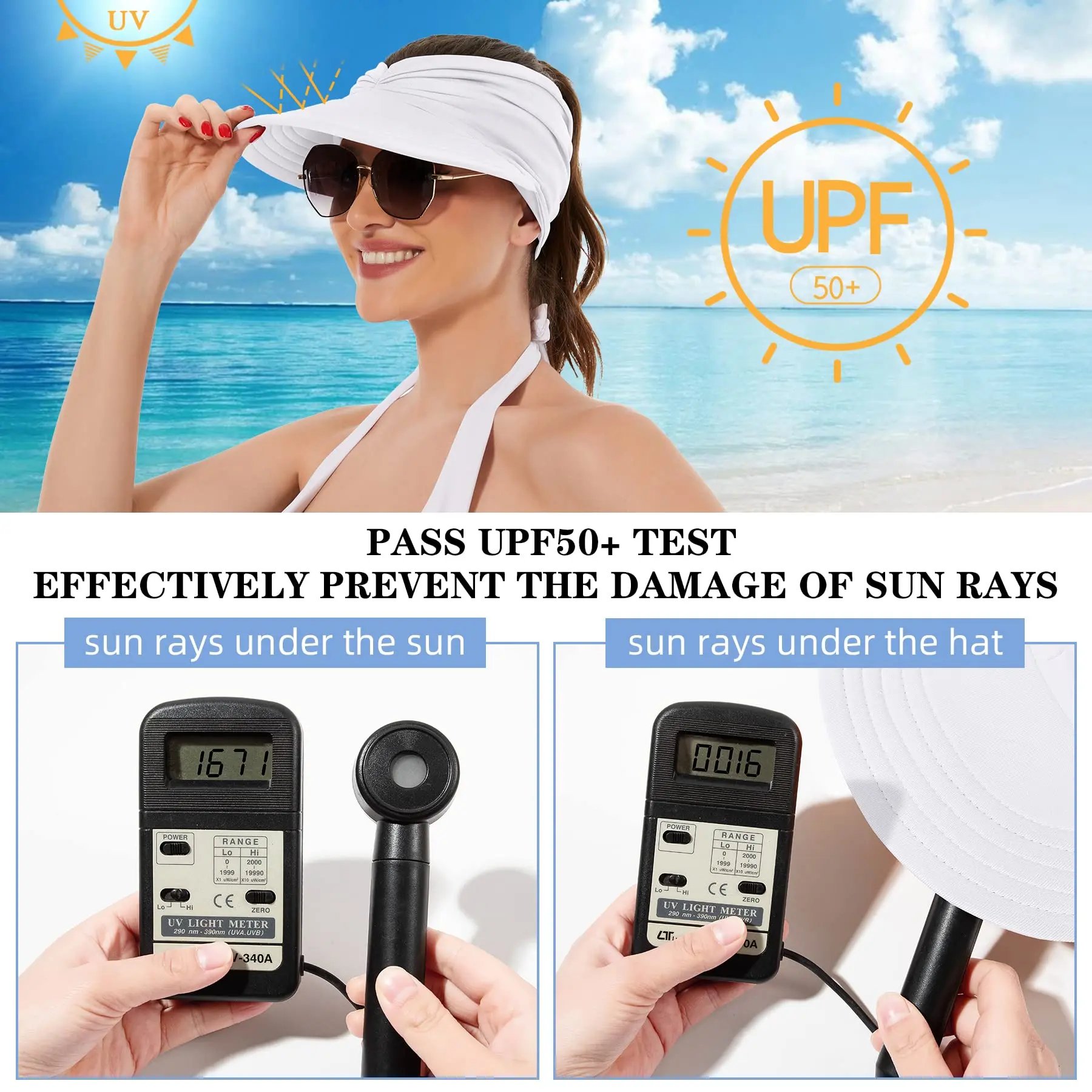 🛒 Buy 3, Save 20% 💰 – 👒 UPF 50+ Sun Visor Ponytail Hat | Wide Brim, Breathable, Foldable