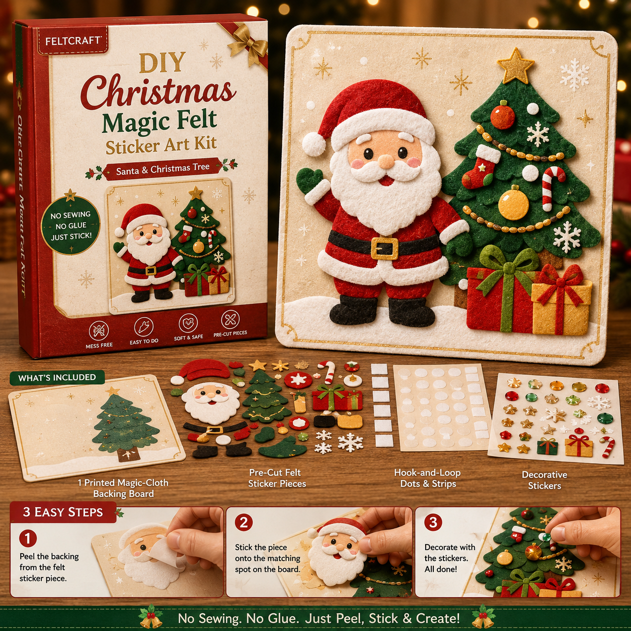 🎁 Buy 3, Get 1 Free!🎄 DIY Christmas Magic Felt Sticker Art Kit