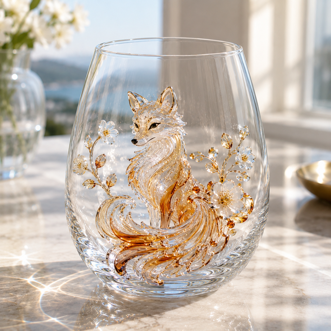 Crystal Animal Floral Glass Tumbler ✨