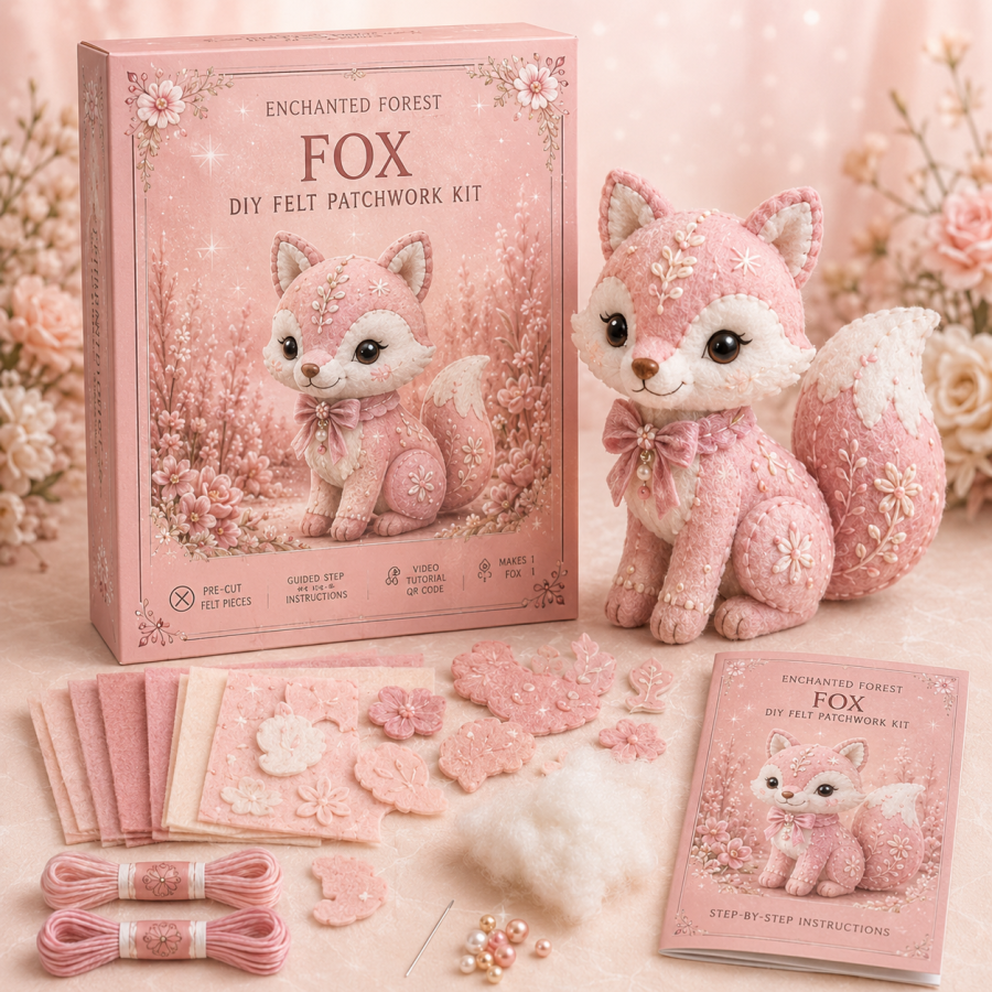🌸 Enchanted Forest Friends DIY Felt Kit – Sweet, Soft & Handmade by You